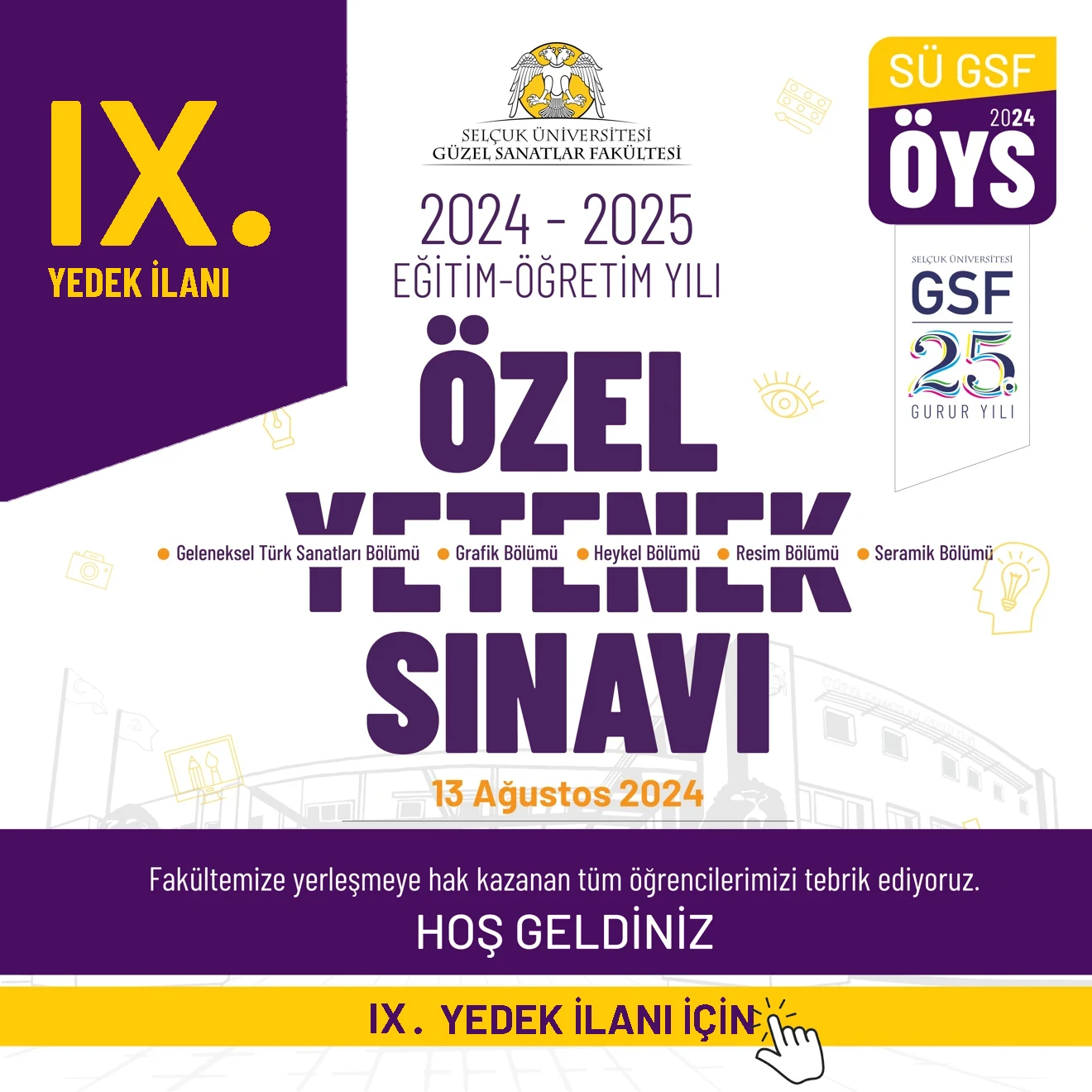 SÜ GSF ÖYS 24 IX. YEDEK İLANI